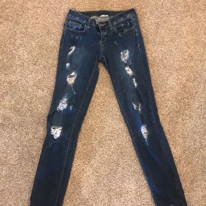 Distressed, low rise, women’s jeans